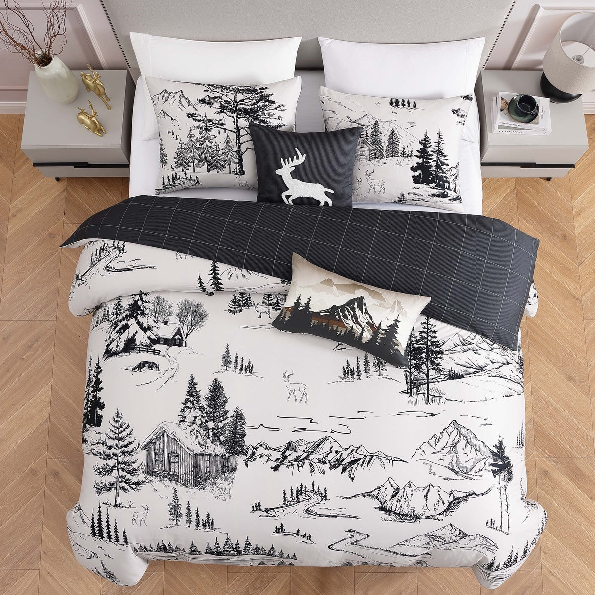  Bebejan Bebejan Rocky Mountains 5 Piece Reversible Comforter Set - QUEEN - Bonton