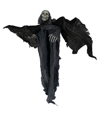 Hanging Winged Grim Reaper with LED Eyes Animated Halloween Decoration