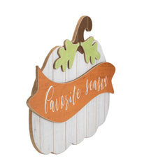 White Wooden Pumpkin Favorite Season Hanging Wall Sign White