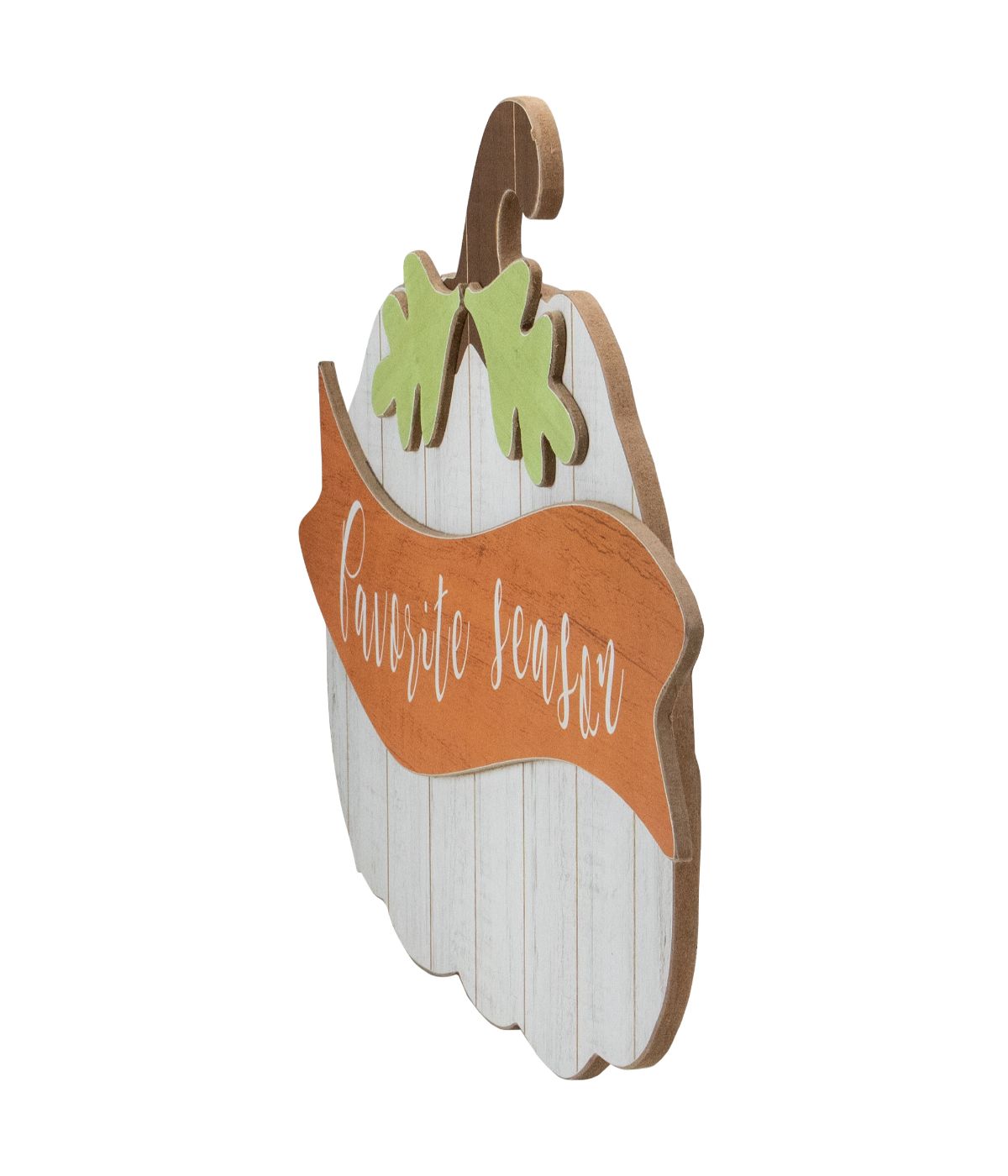  White Wooden Pumpkin Favorite Season Hanging Wall Sign White - White - Bonton