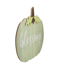 Blessings Pumpkin Wooden Thanksgiving Hanging Wall Sign Green