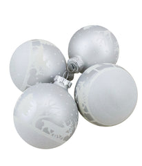 Matte & Frosted White Glass Hanging Christmas Ball Ornaments Set of 4, 3.25"