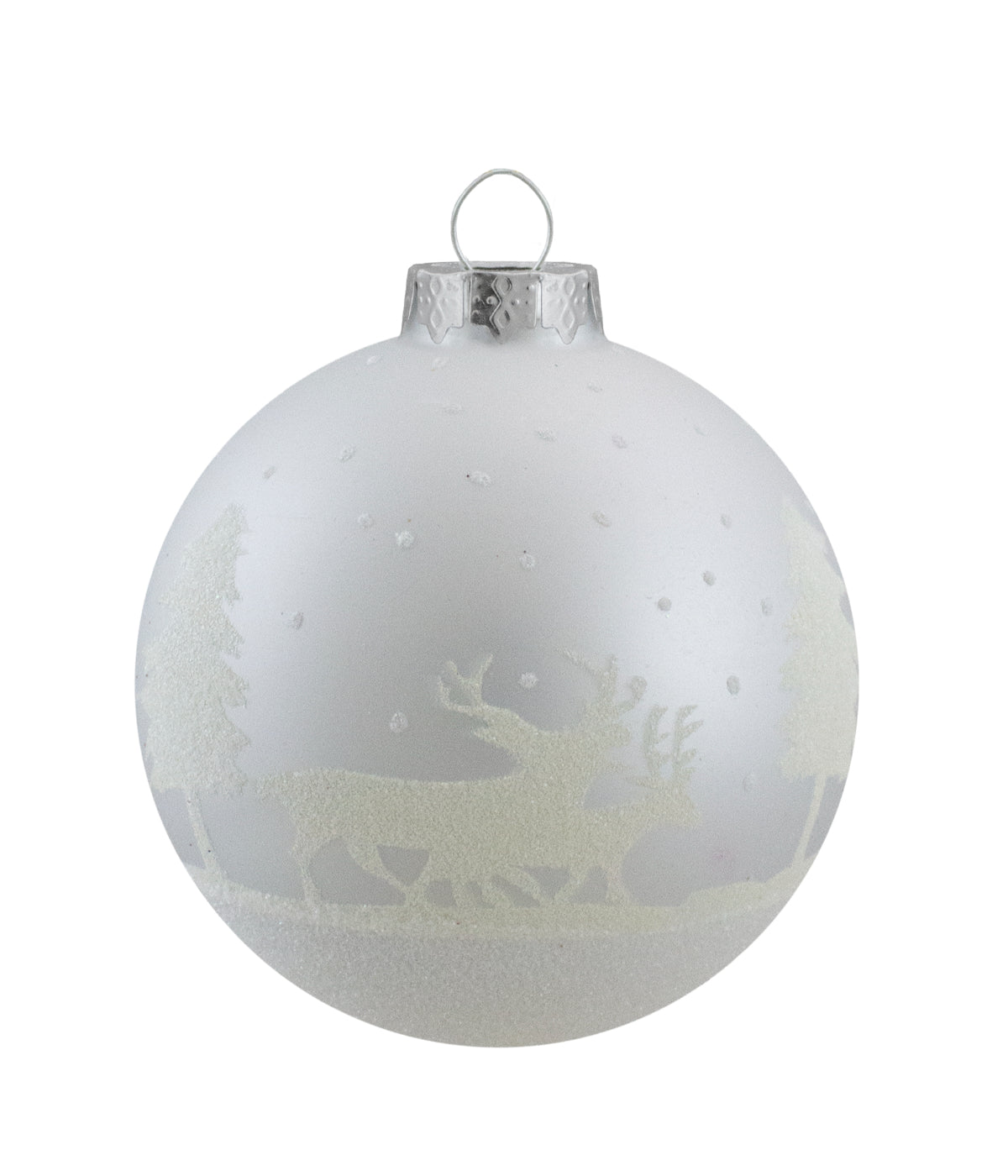  Matte & Frosted White Glass Hanging Christmas Ball Ornaments Set of 4, 3.25