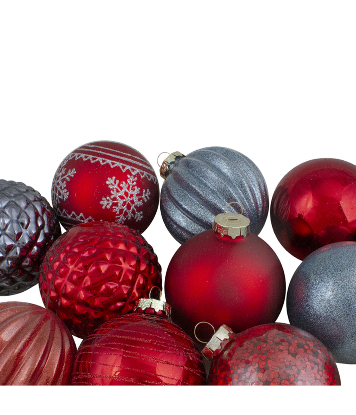  Red and Blue Finial and Glass Ball Christmas Ornaments Set of 12 - Multi - Bonton