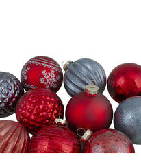 Red and Blue Finial and Glass Ball Christmas Ornaments Set of 12