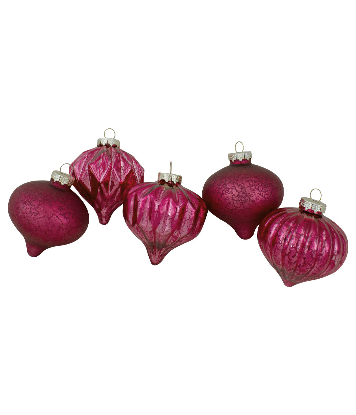  Pink Mercury Glass Christmas Ornament Set of 12 - Pink - Bonton