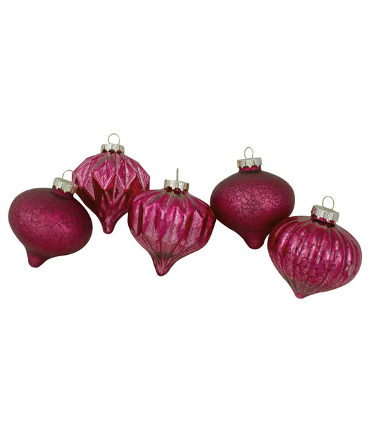 Pink Mercury Glass Christmas Ornament Set of 12