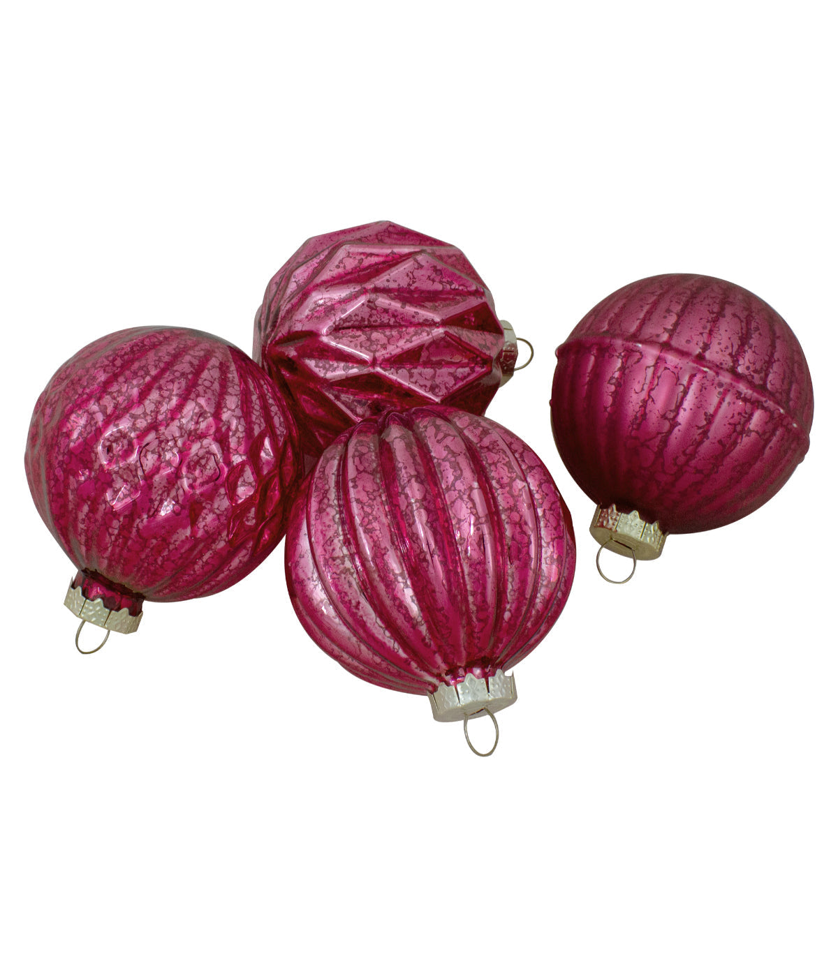  Pink Mercury Glass Christmas Ornament Set of 12 - Pink - Bonton