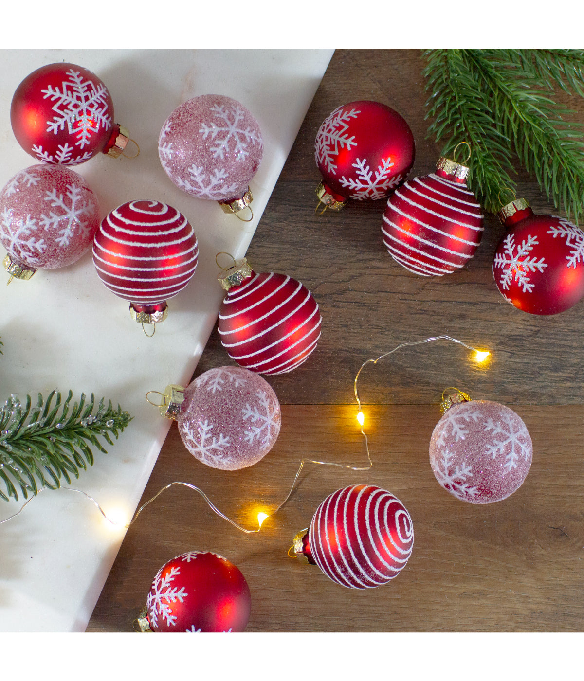  Red Glass Christmas Ornaments Set of 12 - Red - Bonton