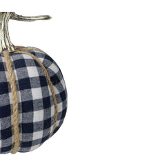 Dark Blue and White Plaid Fall Harvest Tabletop Pumpkin Blue