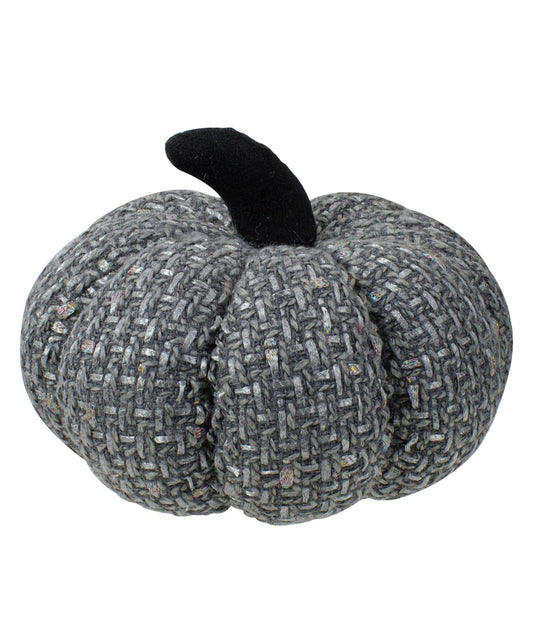 Gray Knitted Fall Harvest Tabletop Pumpkin Gray