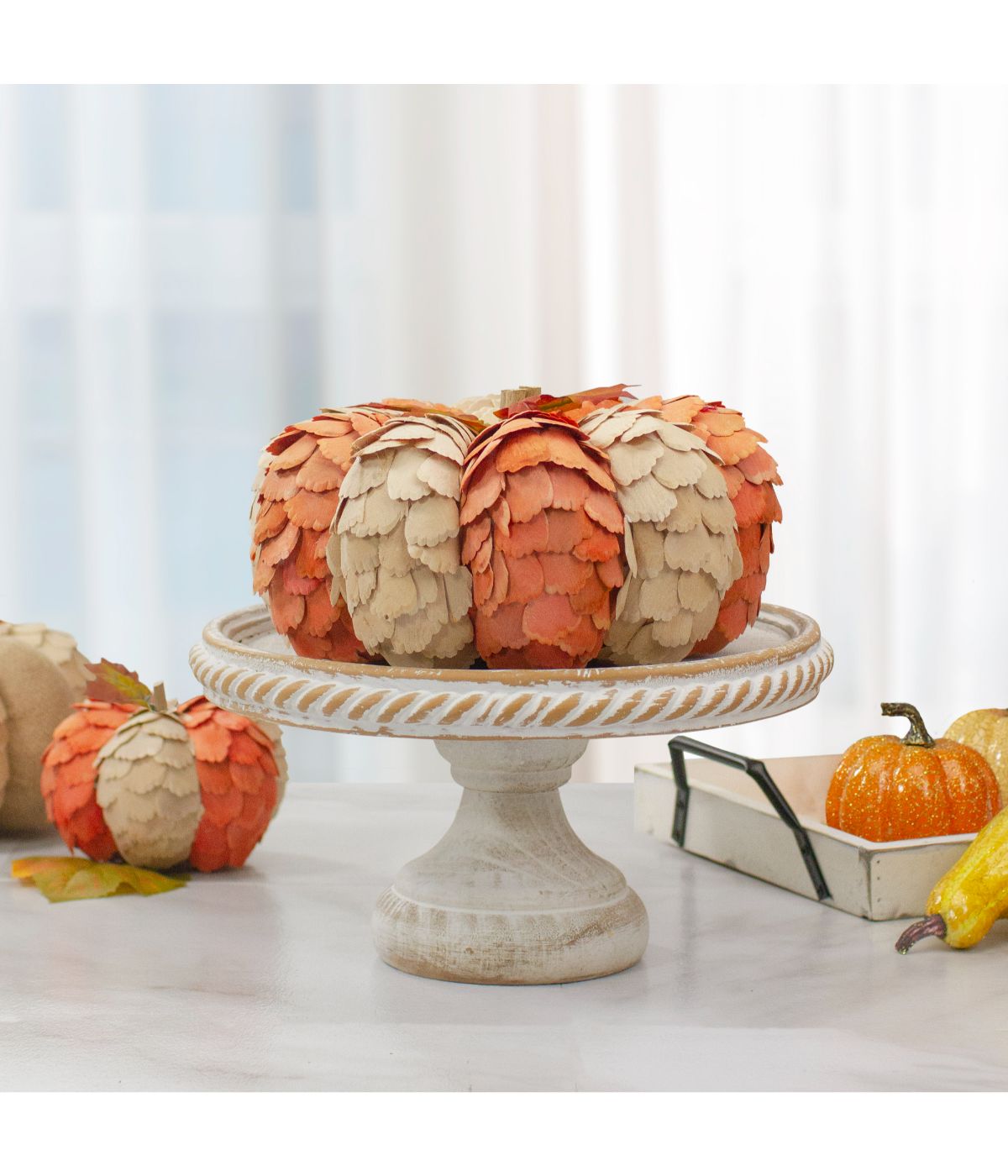  Brown and Orange Autumn Harvest Tabletop Pumpkin Orange - Orange - Bonton