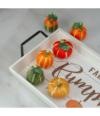 Fall Harvest Ceramic Pumpkins Decoration Set Green