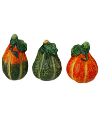 Fall Harvest Ceramic Pumpkins Decoration Set Green