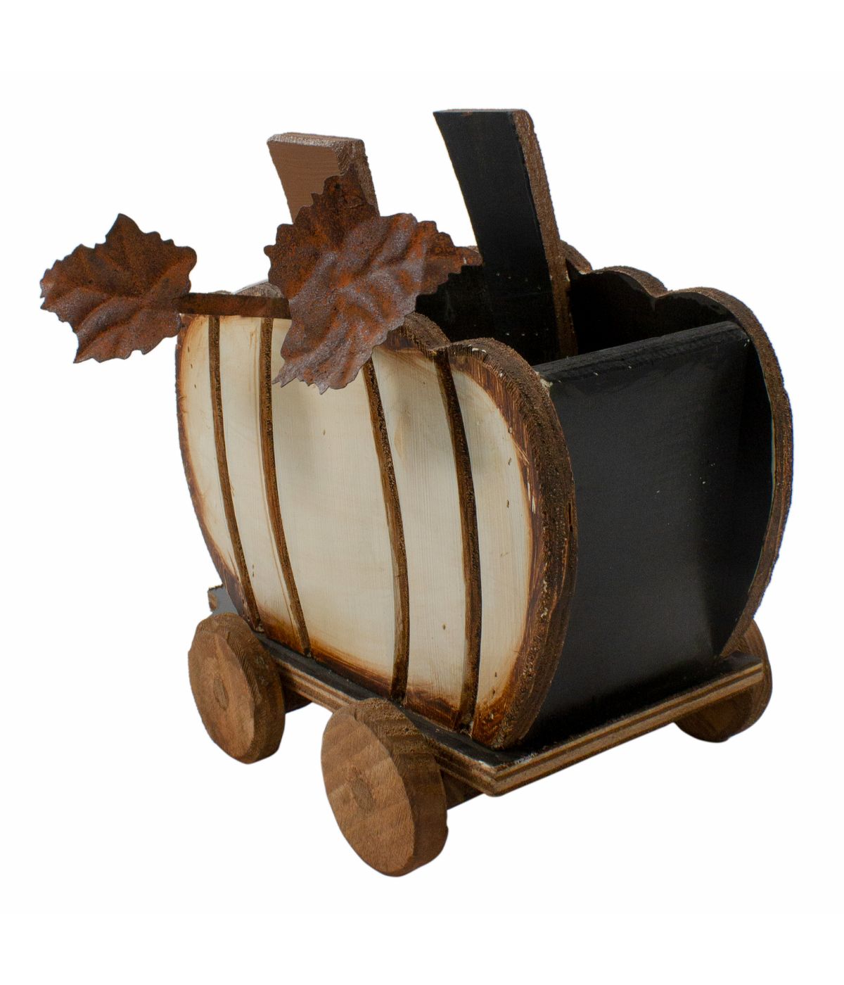  Fall Harvest Wooden Pumpkin Cart Tabletop Decoration Brown - Brown - Bonton