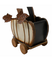 Fall Harvest Wooden Pumpkin Cart Tabletop Decoration Brown