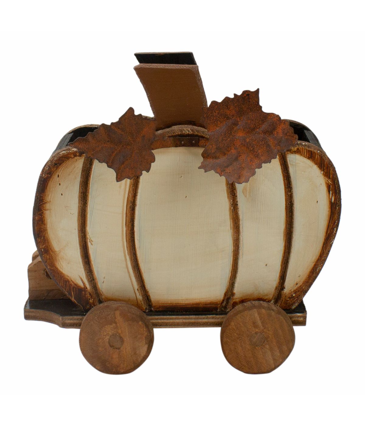  Fall Harvest Wooden Pumpkin Cart Tabletop Decoration Brown - Brown - Bonton