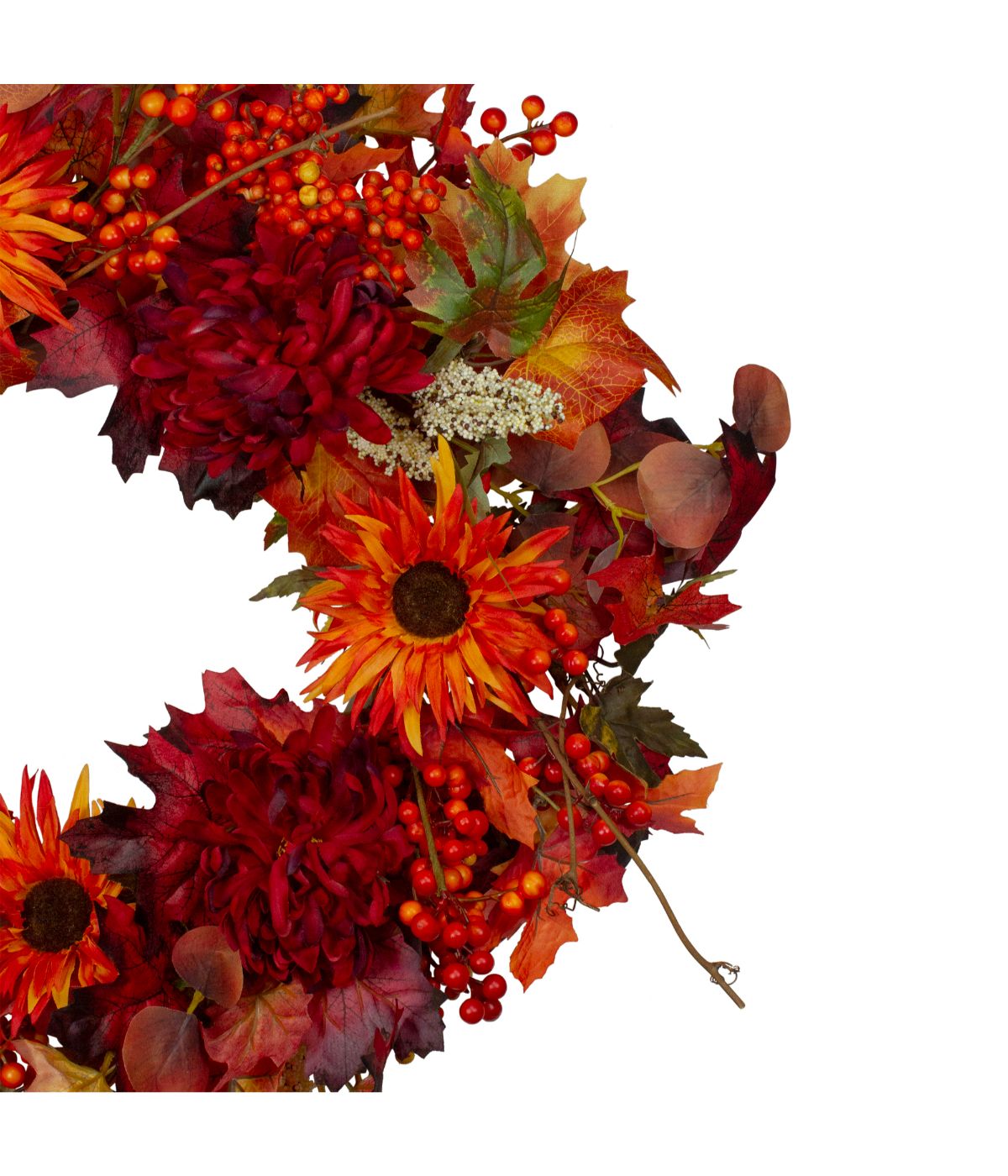  Leaves and Flowers Fall Harvest Wreath Orange - Orange - Bonton