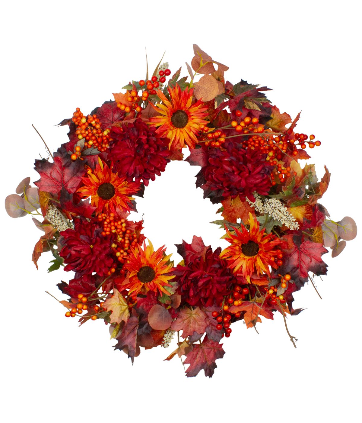  Leaves and Flowers Fall Harvest Wreath Orange - Orange - Bonton