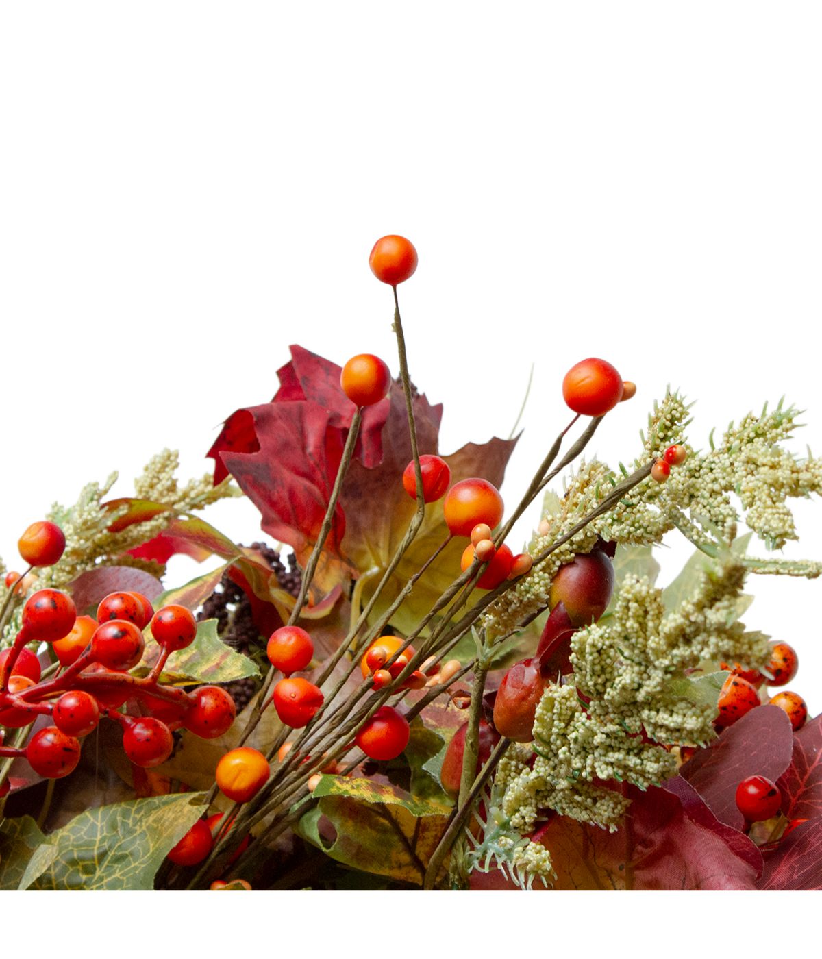  Leaves and Berries Artificial Fall Harvest Wreath Red - Red - Bonton