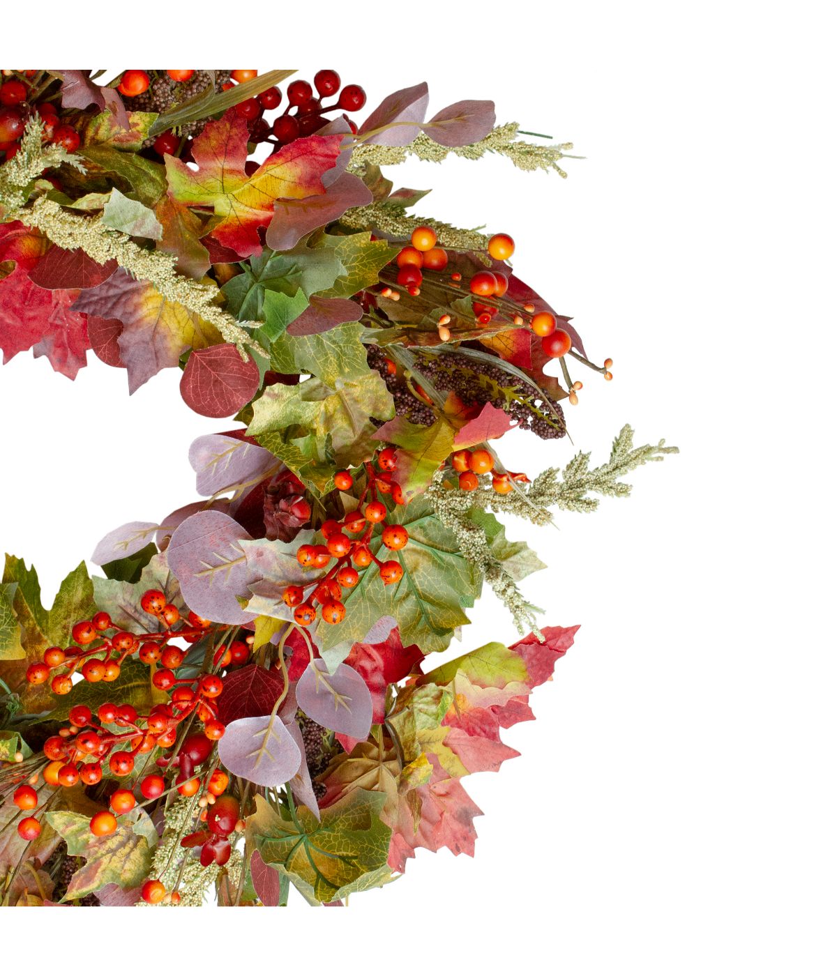  Leaves and Berries Artificial Fall Harvest Wreath Red - Red - Bonton