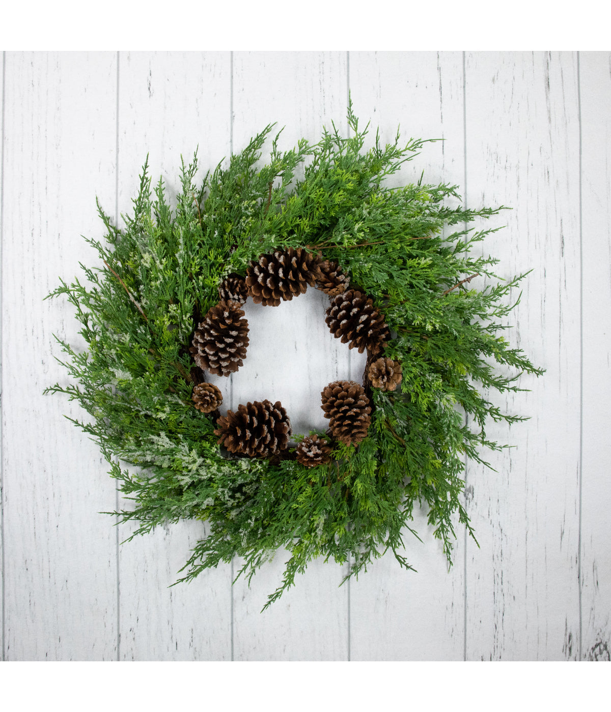  Frosted Cedar and Pine Cone Artificial Christmas Wreath, 26