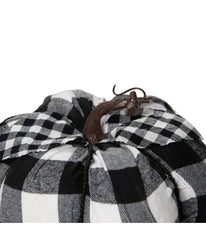 Black and White Buffalo Plaid Fall Harvest Tabletop Pumpkin Black