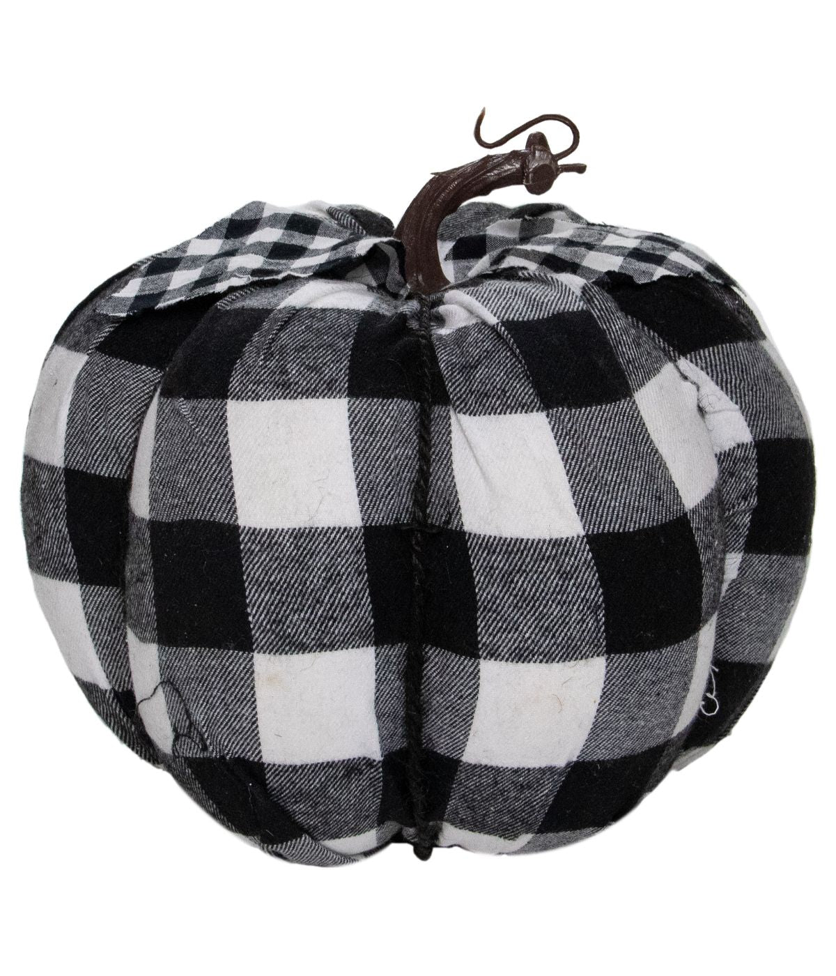  Black and White Buffalo Plaid Fall Harvest Tabletop Pumpkin Black - Black - Bonton