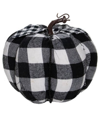 Black and White Buffalo Plaid Fall Harvest Tabletop Pumpkin Black