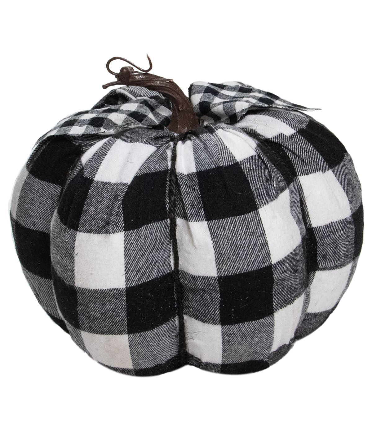  Black and White Buffalo Plaid Fall Harvest Tabletop Pumpkin Black - Black - Bonton