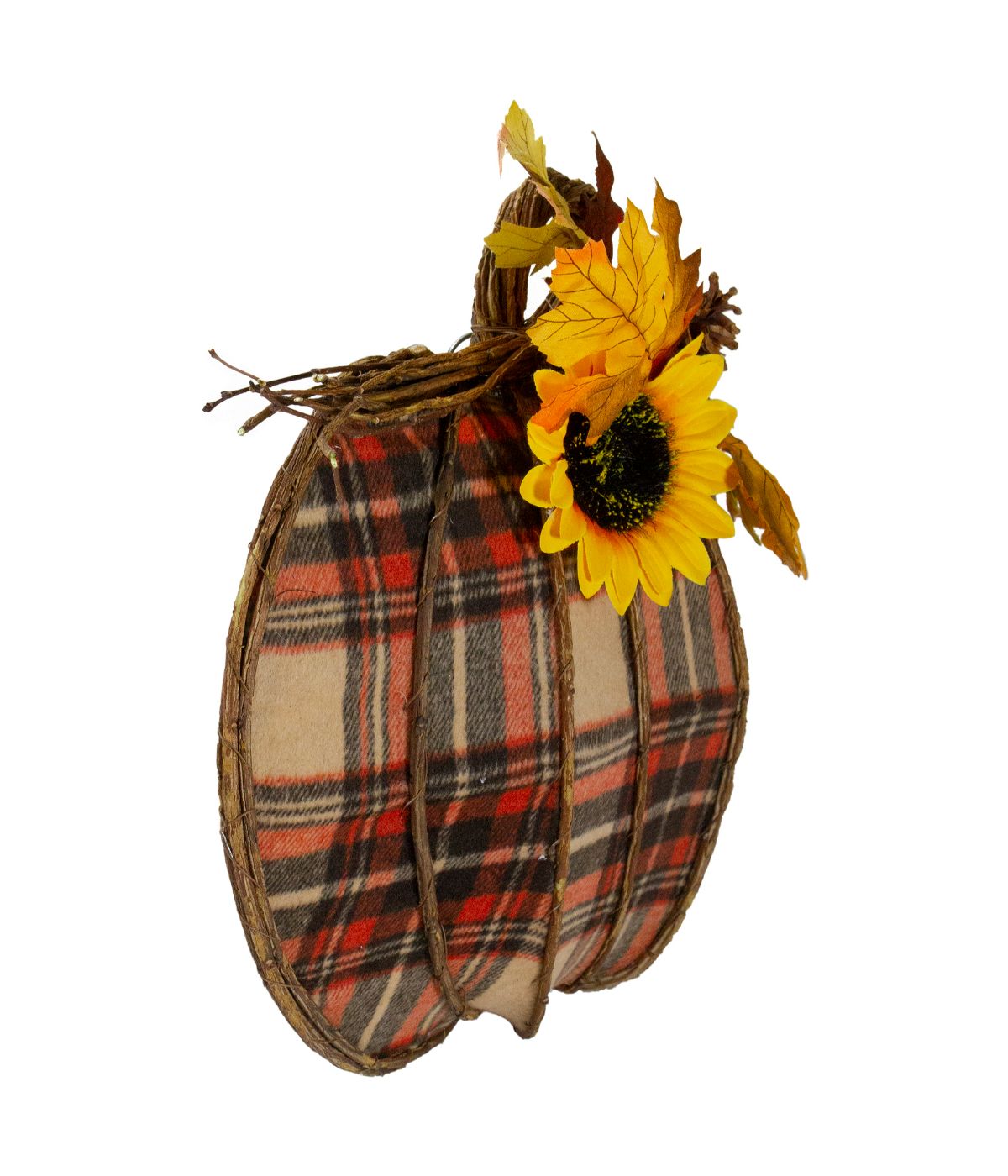  Orange and Brown Plaid Fall Harvest Pumpkin Wall Decor Orange - Orange - Bonton