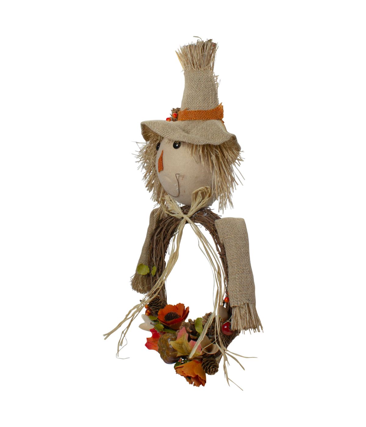  Fall Harvest Scarecrow Wreath Wall Decor Brown - Brown - Bonton