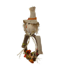 Fall Harvest Scarecrow Wreath Wall Decor Brown