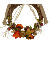 Fall Harvest Scarecrow Wreath Wall Decor Brown