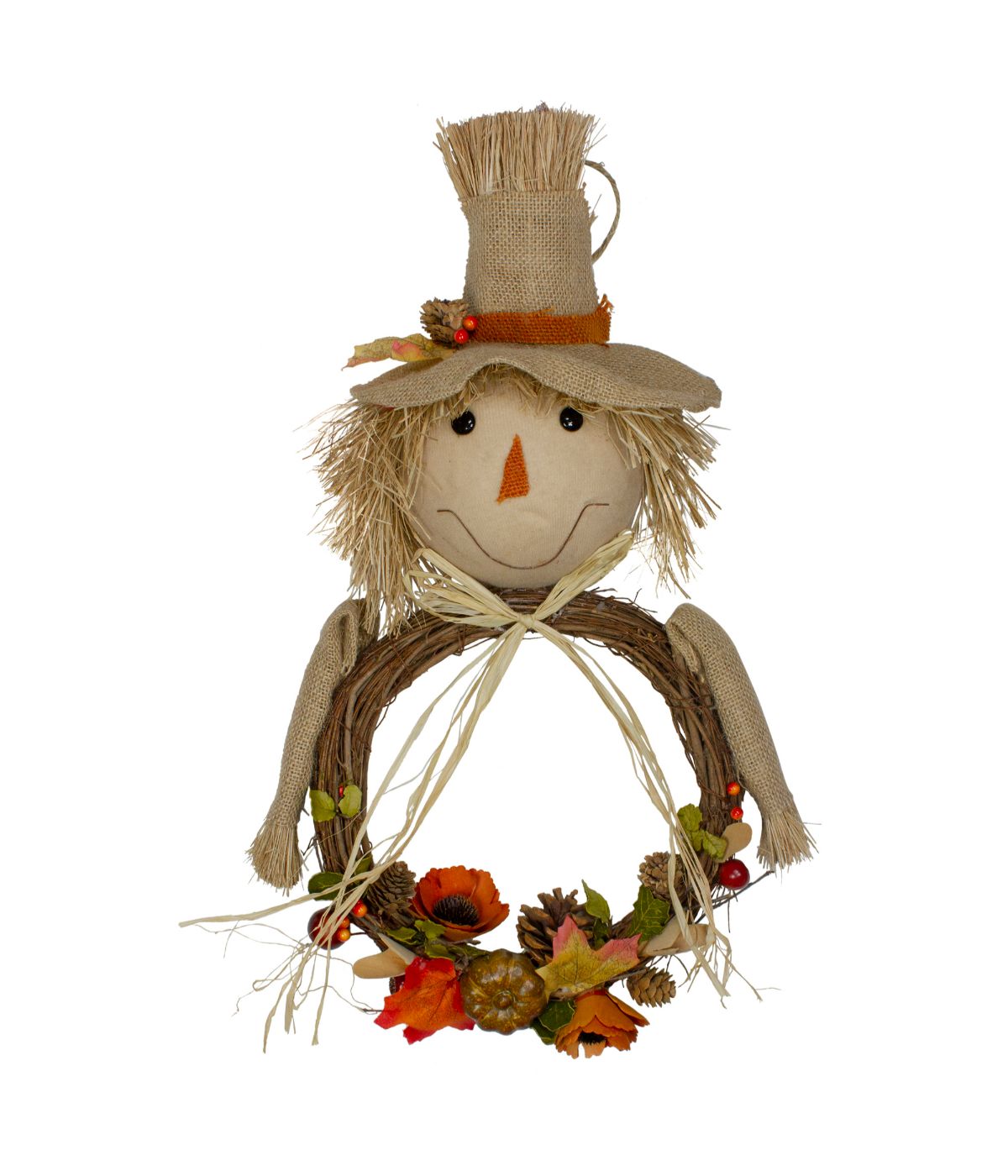  Fall Harvest Scarecrow Wreath Wall Decor Brown - Brown - Bonton