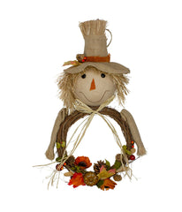 Fall Harvest Scarecrow Wreath Wall Decor Brown