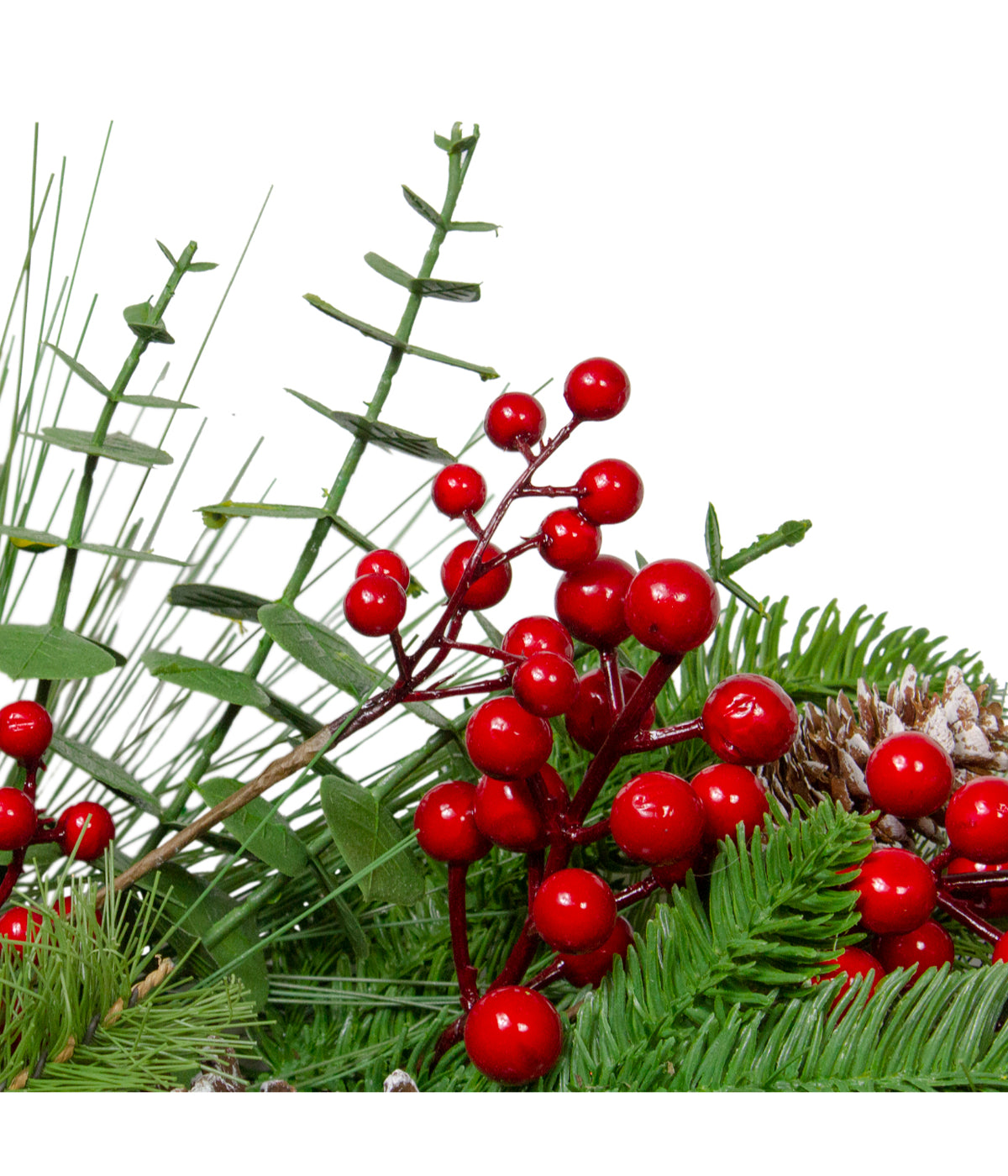  Holly Berries and Snowy Pinecones Artificial Christmas Wreath, 24