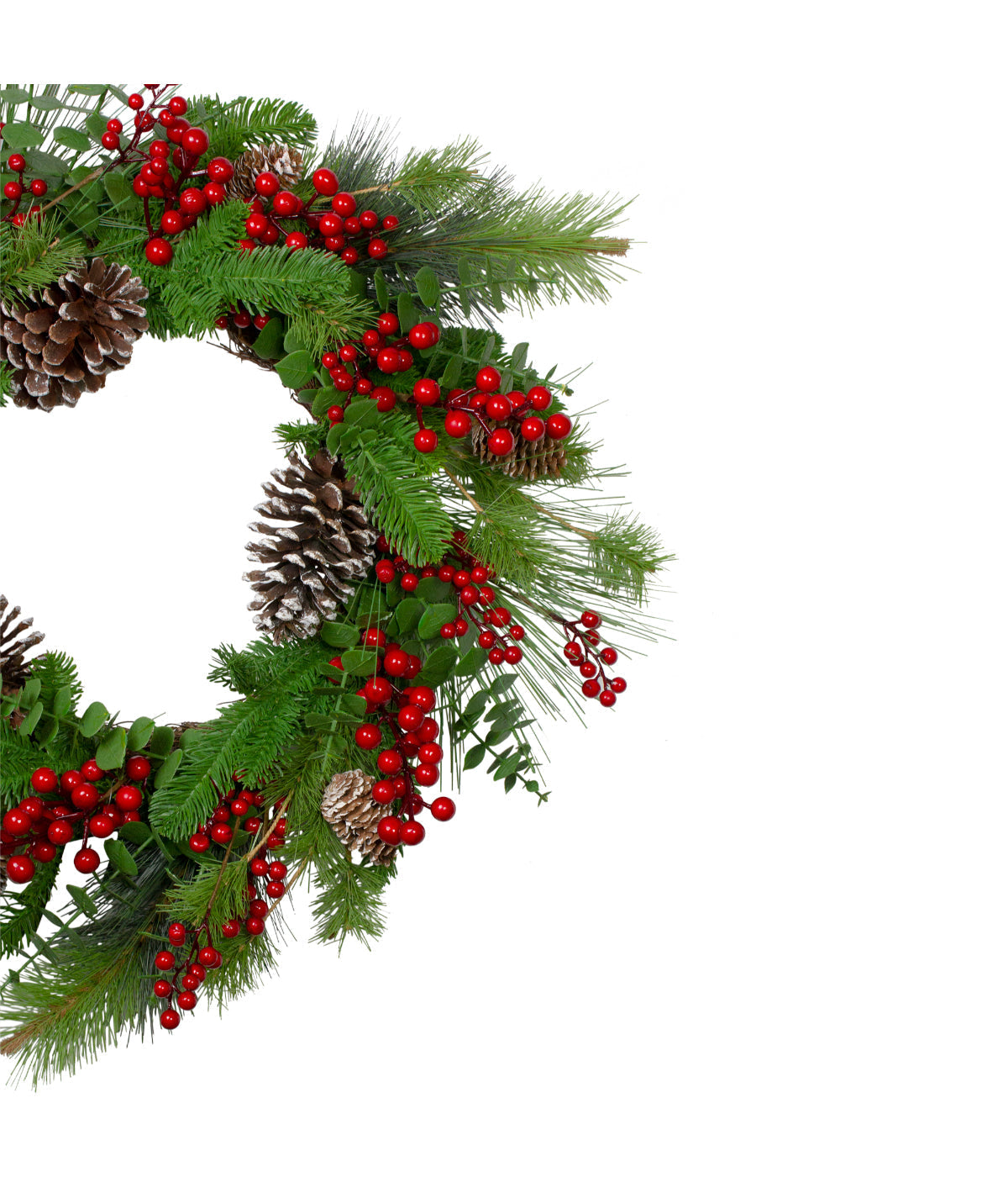  Holly Berries and Snowy Pinecones Artificial Christmas Wreath, 24