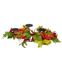 Yellow Sunflower and Red Leaves Fall Harvest Candle Holder Yellow