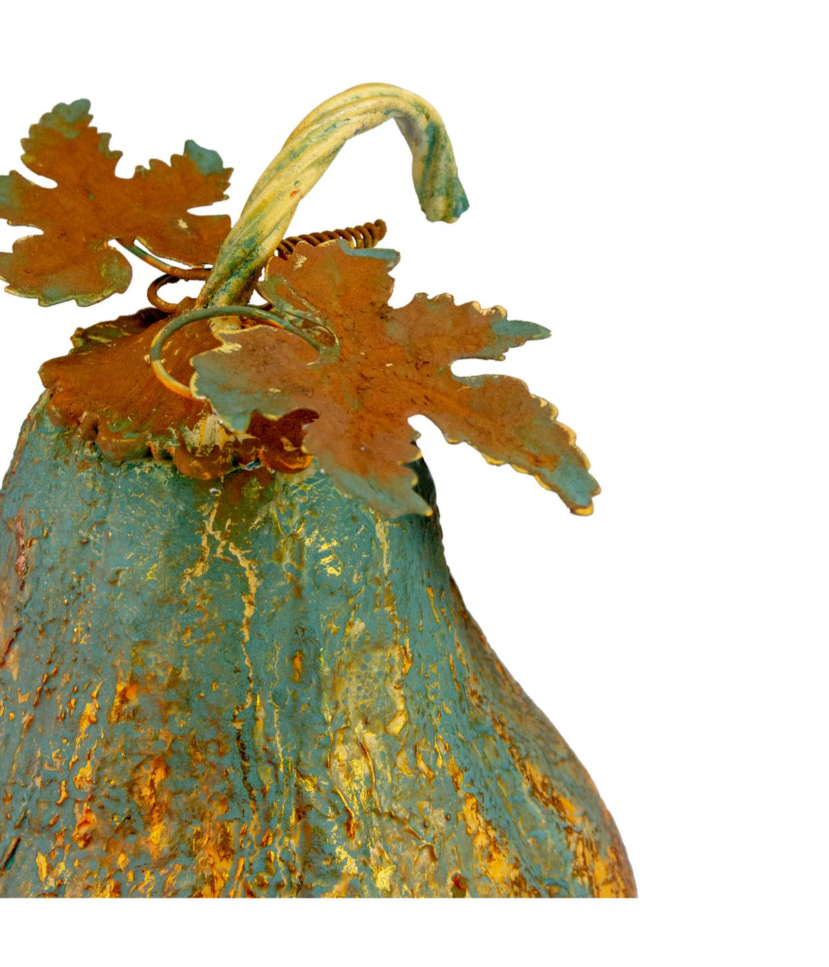  Green and Gold Autumn Pumpkin Metal Tabletop Decoration Green - Green - Bonton