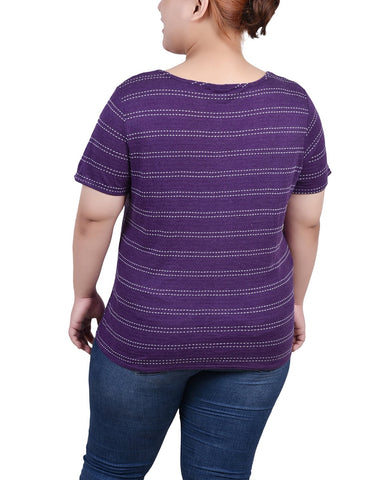 Plus Size Short Sleeve Tie Front Top