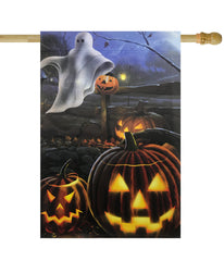 Pumpkins and Ghost Spooky Halloween Outdoor House Flag