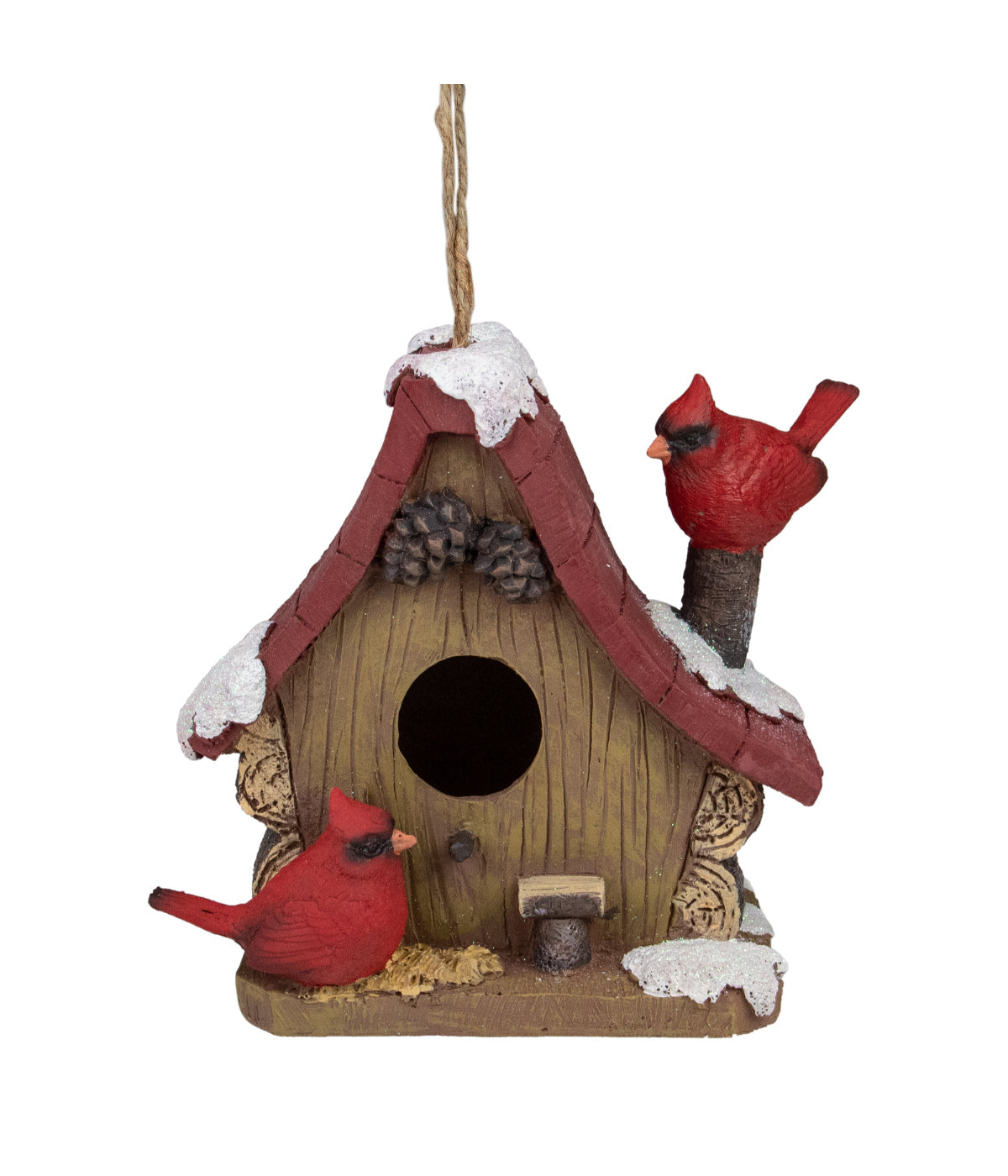  Brown & Red Christmas Birdhouse with Cardinals, 7