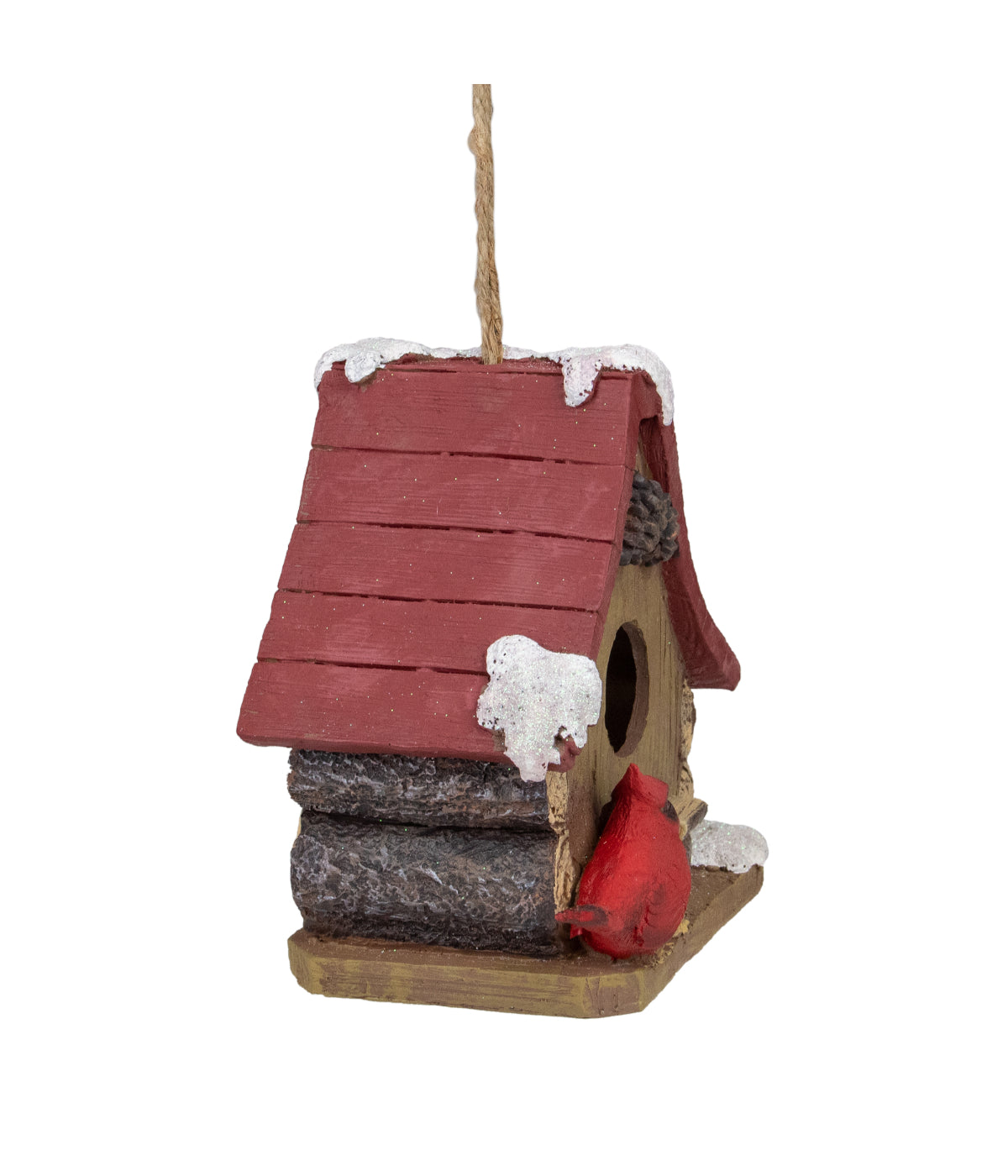  Brown & Red Christmas Birdhouse with Cardinals, 7