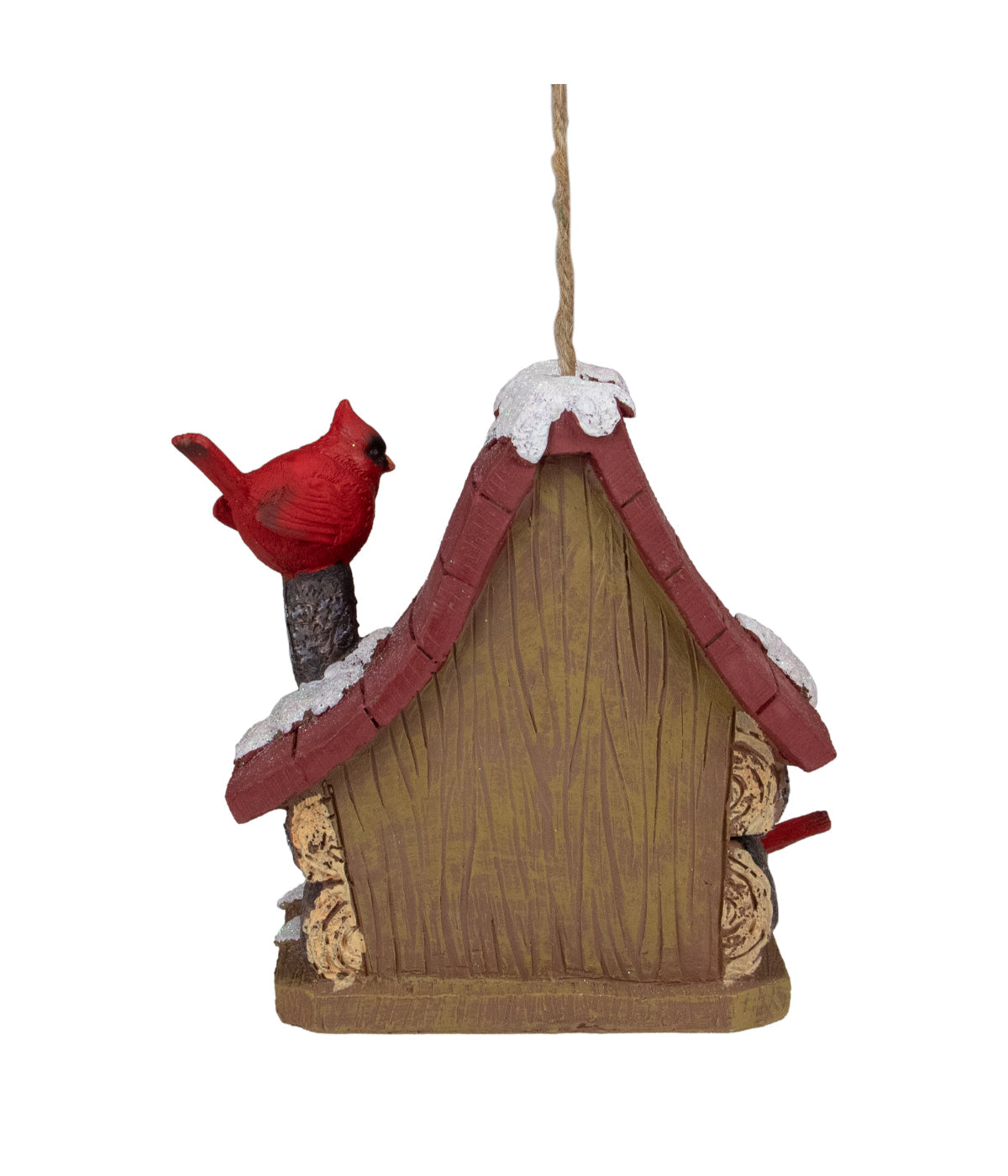  Brown & Red Christmas Birdhouse with Cardinals, 7