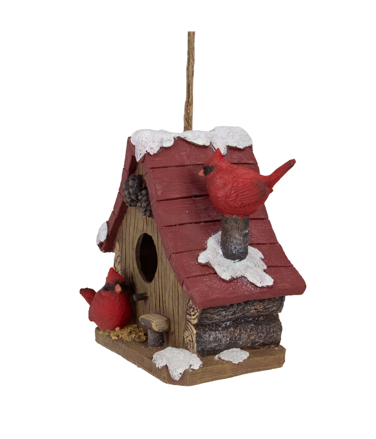  Brown & Red Christmas Birdhouse with Cardinals, 7