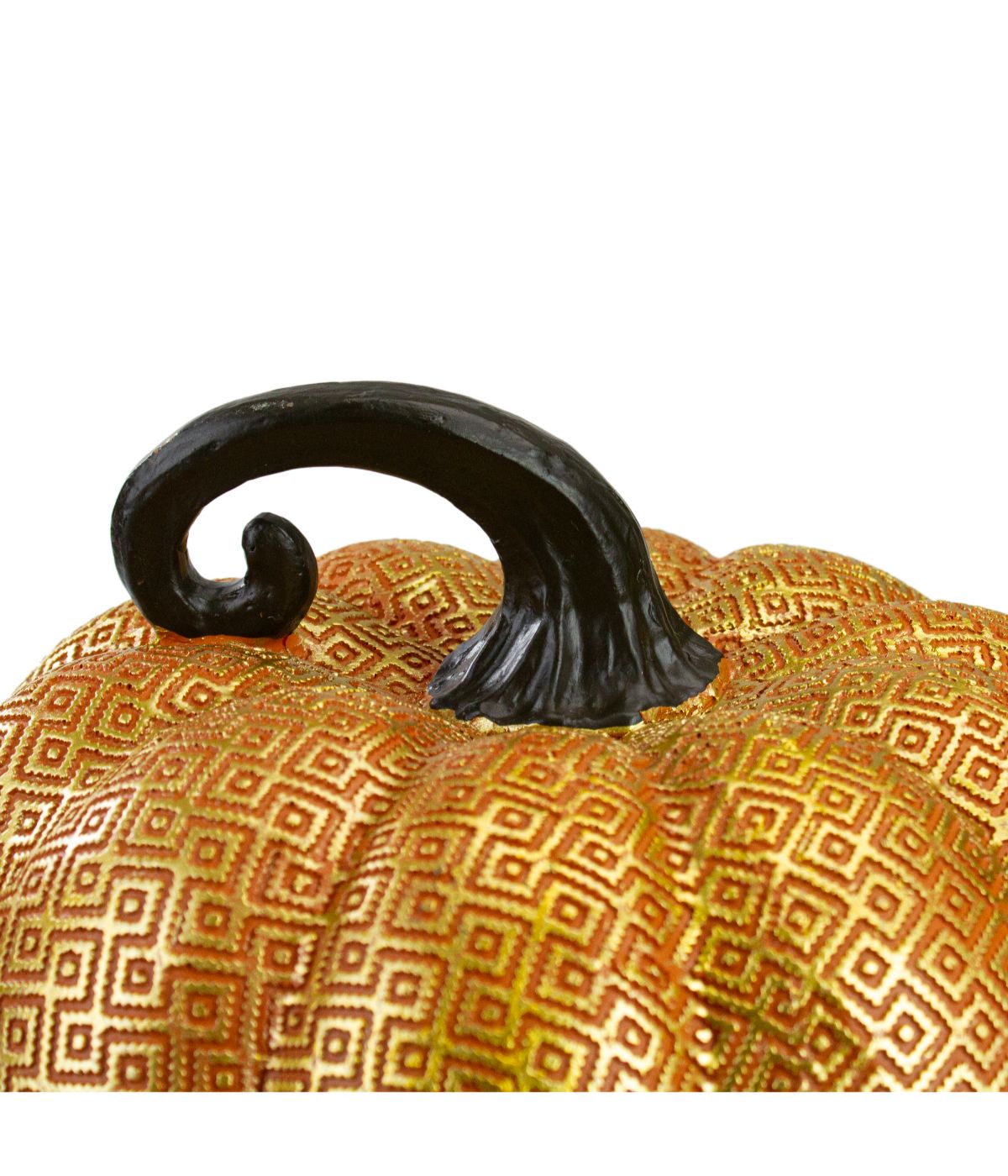  Textured Greek Key Pumpkin Fall Decoration Orange - Orange - Bonton