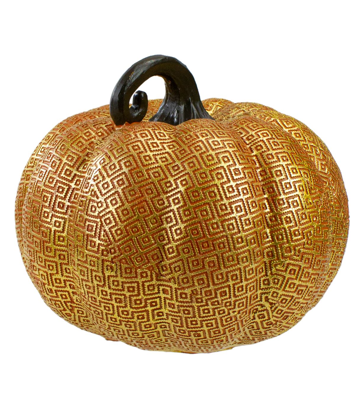  Textured Greek Key Pumpkin Fall Decoration Orange - Orange - Bonton