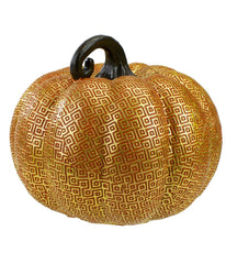 Textured Greek Key Pumpkin Fall Decoration Orange