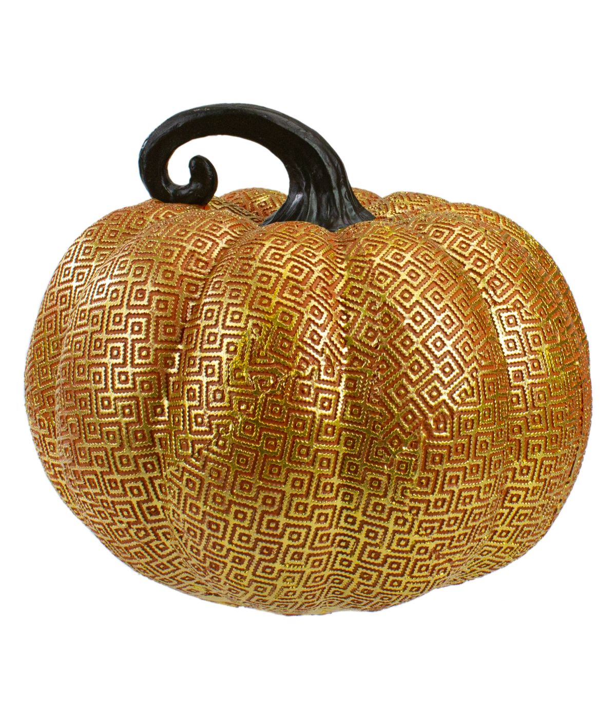  Textured Greek Key Pumpkin Fall Decoration Orange - Orange - Bonton